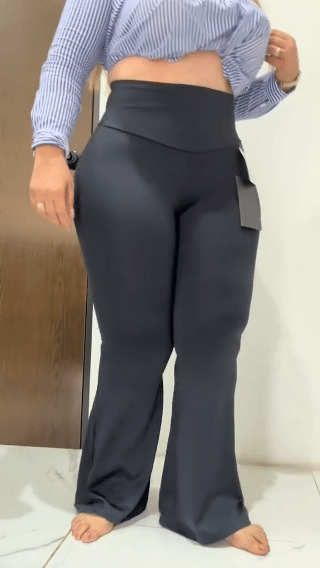 CalyraFit™ - High Waisted Tummy Control Flared Pants