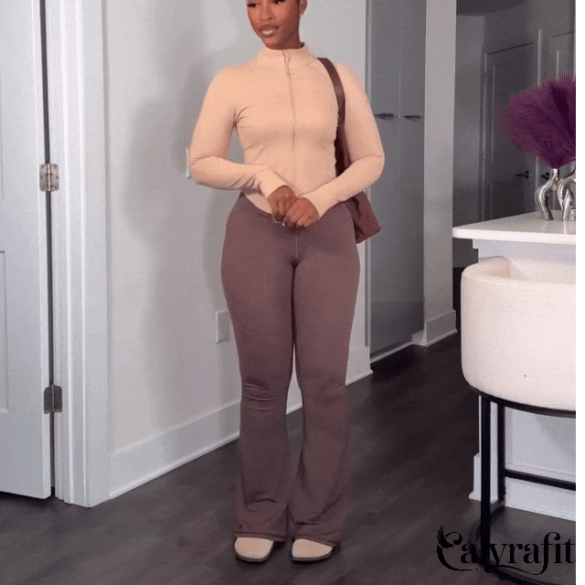 CalyraFit™ - High Waisted Tummy Control Flared Pants